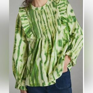EMILIA RUFFLED TIE-DYE BLOUSE from Anthropologie